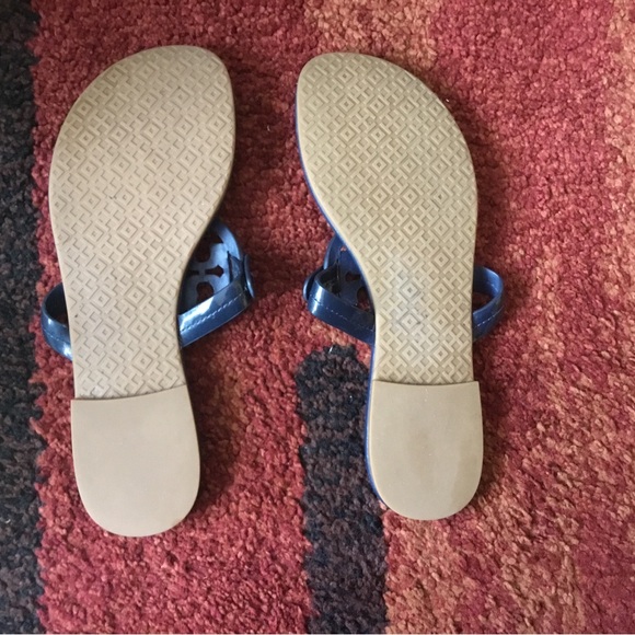 COPY - Tory Burch Miller Royal Navy Rainbow Reva Leather Thong Slide Sandals -s… - Picture 7 of 8